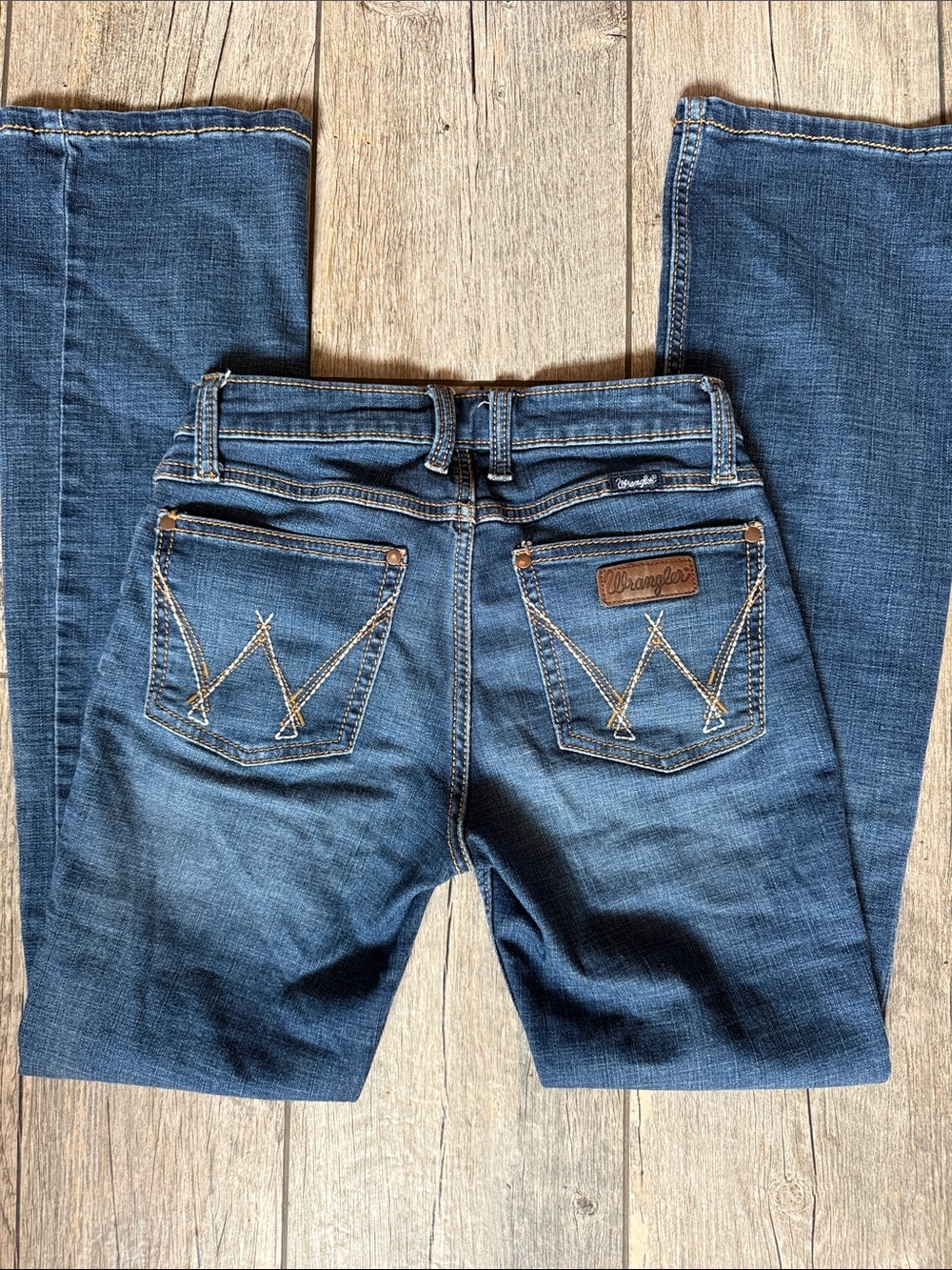 Wrangler Women's Dark Blue Boot Cut Jeans with Signature Pocket Stitch